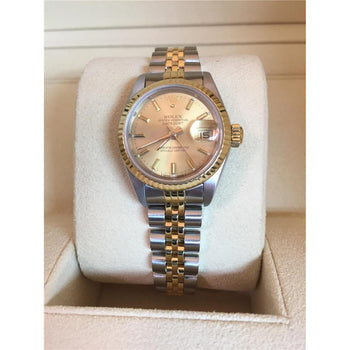 Ladies Rolex Datejust Watch Stick Dial Smooth Bezel Two-Tone