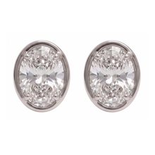 Ladies Stud Oval Cut Lab Grown Diamonds Earring 2 Carat White Gold 14K