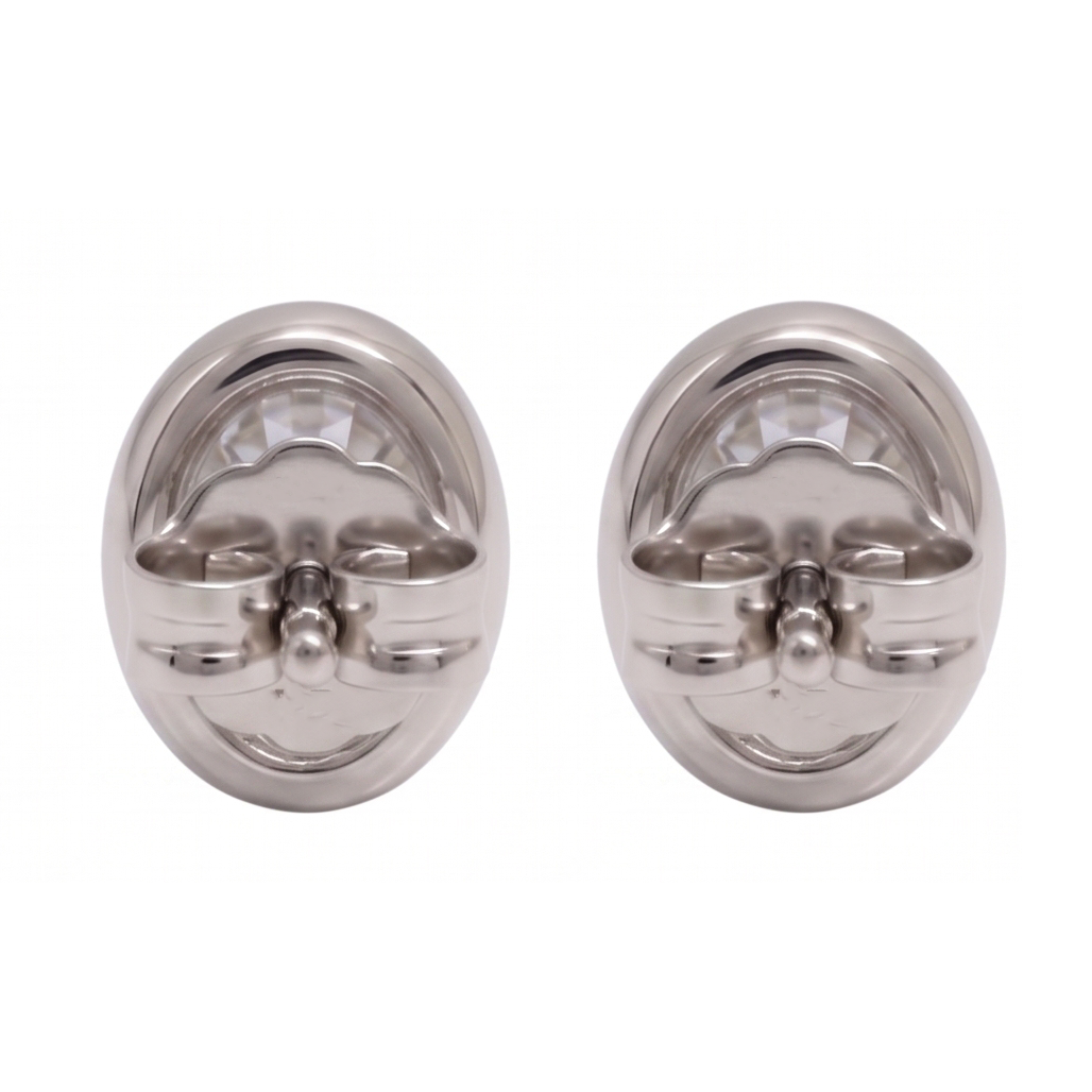 Ladies Stud Oval Cut Lab Grown Diamonds Earring 2 Carat White Gold 14K