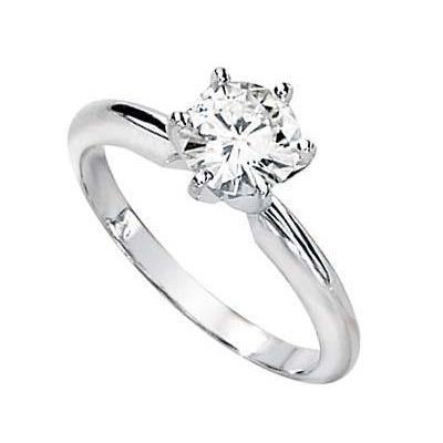 Lady 1.10 Carat Round Genuine Diamond Engagement Ring Gold White 14K