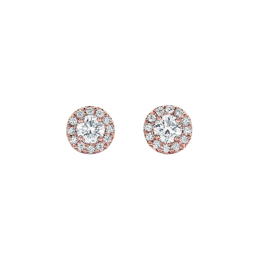 Lady 1.50 Carats Real Diamonds Studs Earring Halo Rose Gold 14K
