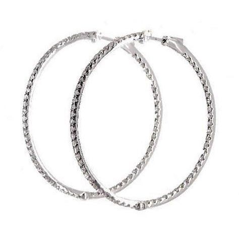 Lady Hoop Earrings 3 Ct F Vs Natural Round Cut Diamonds White Gold 14K