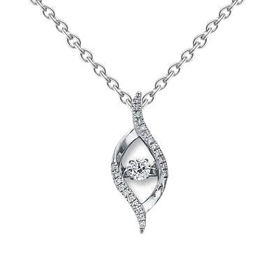 Lady Pendant Natural Diamond Round Solid White Gold 2 Carats Jewelry