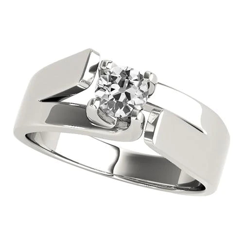 Lady Solitaire Ring Old Mine Cut Real Diamond Split Shank 1 Carat