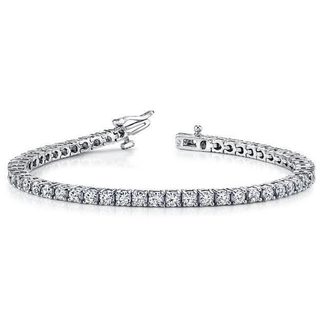 Lady Tennis Bracelet Round Real Diamond 5.30 Carats 14K White Gold