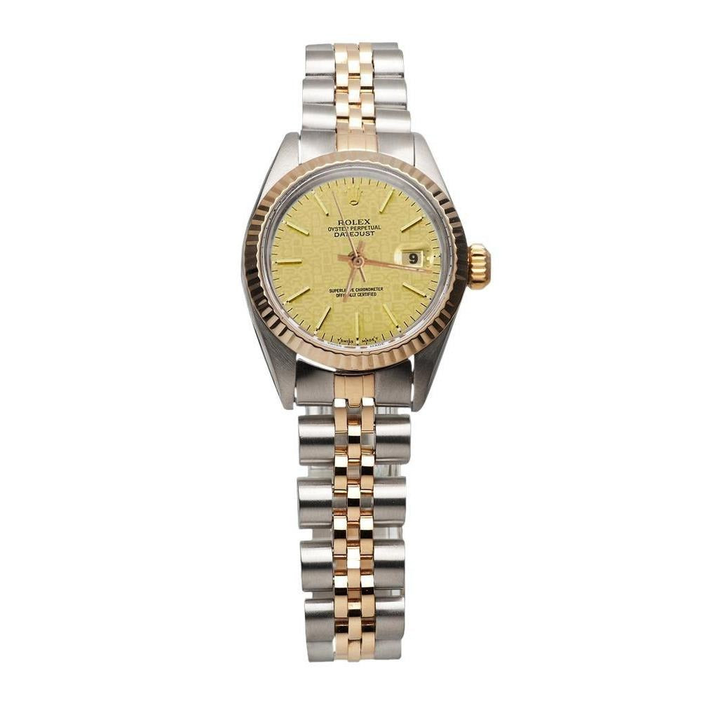 Champagne Stick Dial Rolex Bezel Yellow Gold