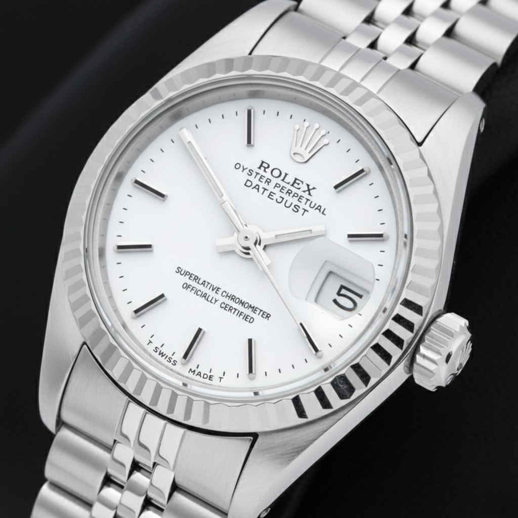 Rolex Stainless Steel with Pearl – front view