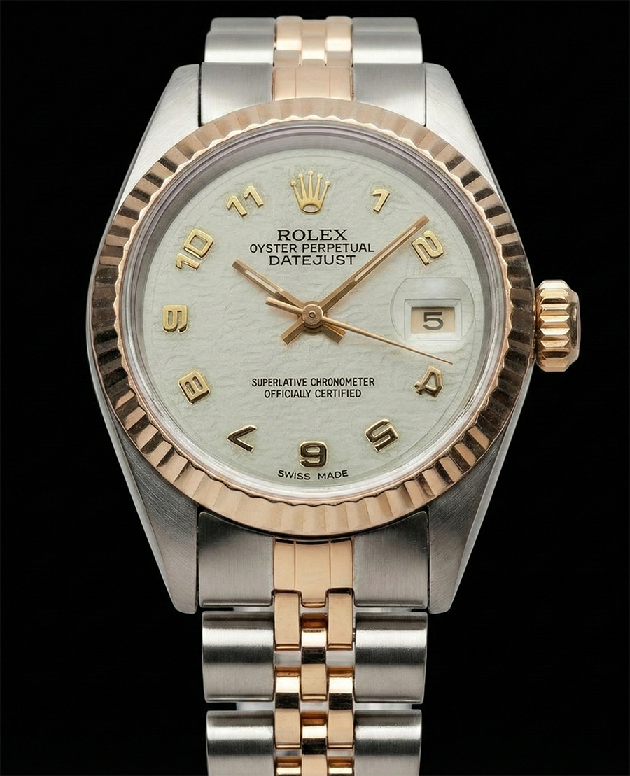 Lady Rolex Yellow Gold Datejust Watch Perpetual Arabic Dial Ss