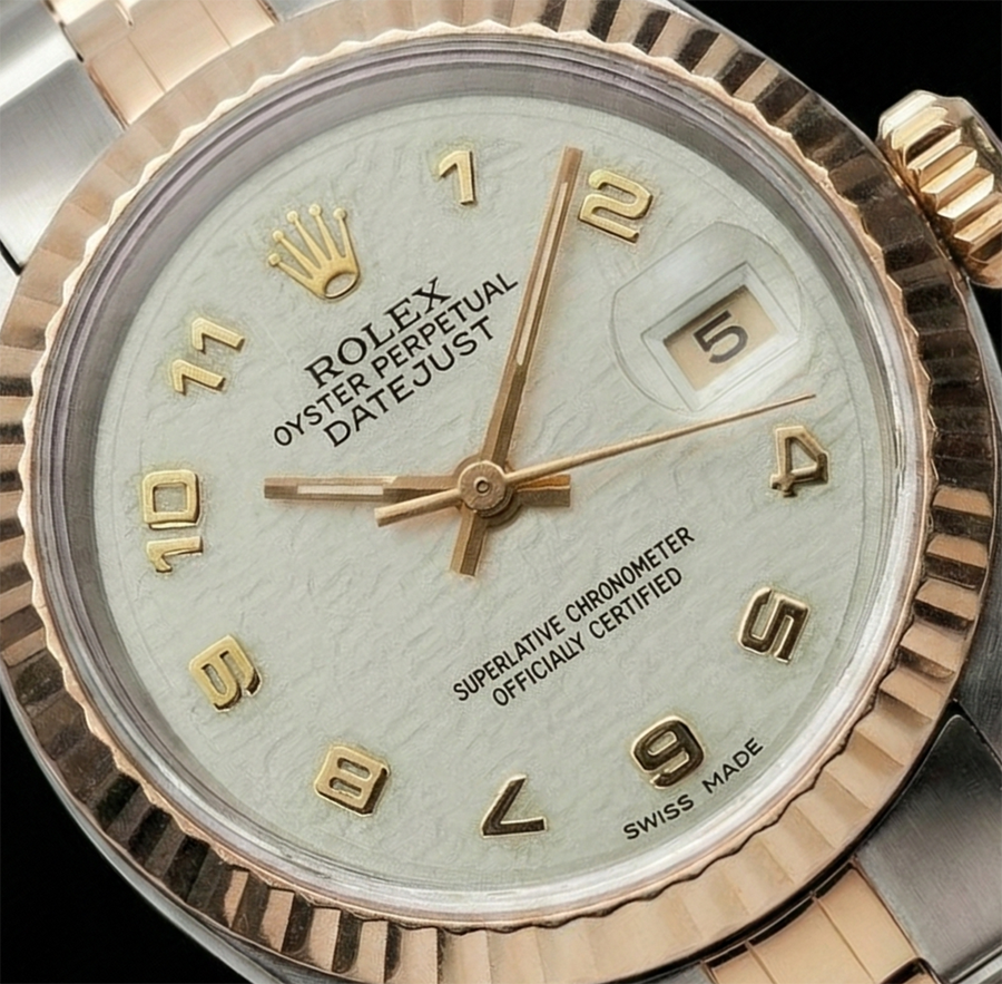 Lady Rolex Yellow Gold Datejust Watch Perpetual Arabic Dial Ss