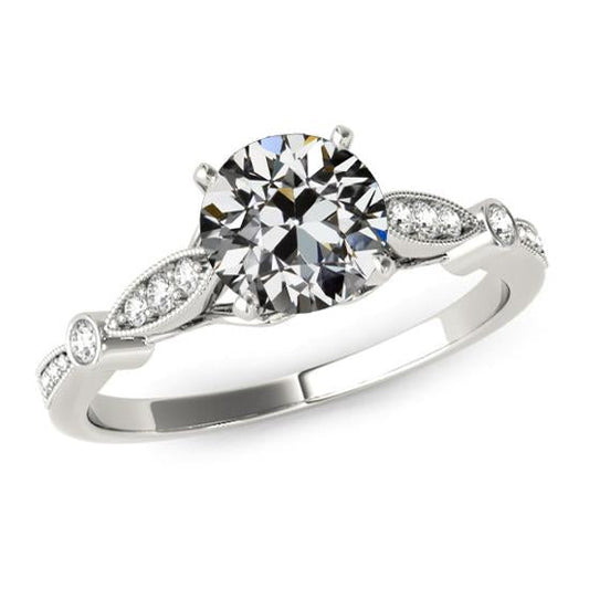 Lady's Anniversary Ring Round Old Miner Natural Diamond 3.50 Carats