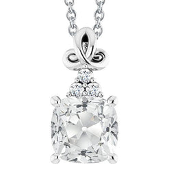 Lady's Genuine Diamond Pendant Slide 5.50 Carats Cushion Old Cut Large Cutlet