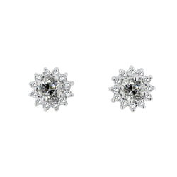 Lady's Halo Real Diamond Studs Round Old Mine Cut Star Style 4 Carats
