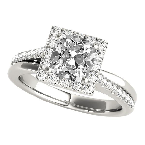 Lady's Halo Ring With Accents Cushion Old Miner Real Diamond 7.50 Carats
