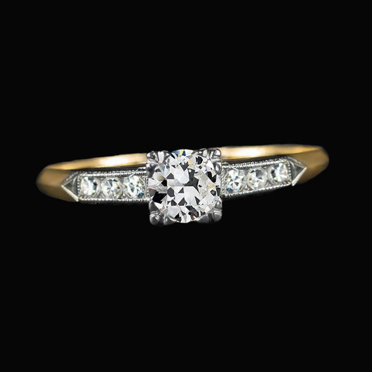 Lady's Ring Round Natural Old Miner Diamond Triple Prong Set 2 Carats Gold