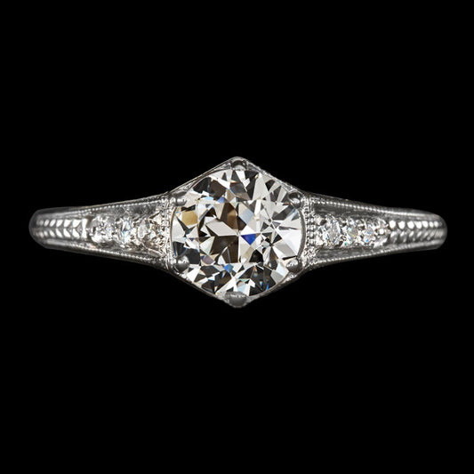 Lady's Ring Round Old Mine Cut Natural Diamond Gold Jewelry 2.50 Carats