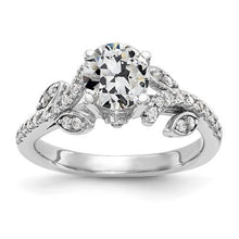 Lady's Ring Round Old Mine Cut Natural Diamond Leaf Style 3 Carats 14K Gold