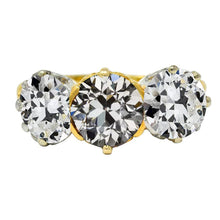 Lady's Ring Round Old Mine Cut Real Diamond 3 Stone Gold 7.50 Carats