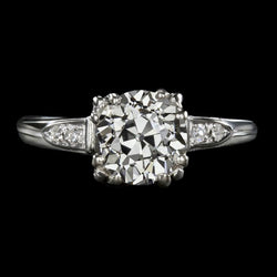 Lady's Ring Round Old Mine Cut Triple Prong Set 3.50 Carats Genuine Gold