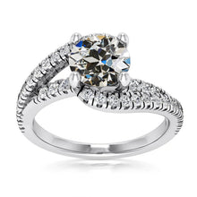Lady's Ring Round Old Miner Diamond Prong Twisted Shank Natural 4.50 Carats