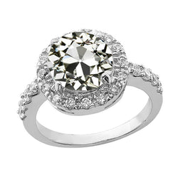 Lady's Round Old Miner Real Diamond Halo Ring With Accents 4 Carats Gold