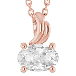 Lady's Slide Real Diamond Pendant 5 Carats Oval Old Miner Jewelry Rose Gold