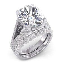 Large Oval Natural Earth Mined Diamond Wedding Ring And Band Set