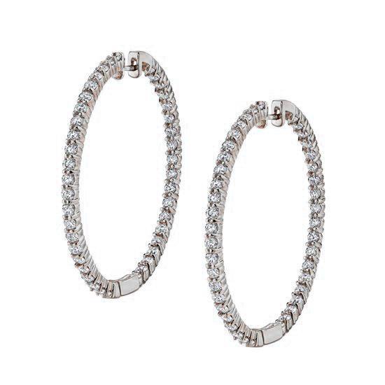 Large Round Cut Natural Diamond Hoop Earrings