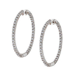 Large Round Cut Natural Diamond Hoop Earrings