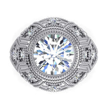 Large White Gold Antique Style Huge Womens Big Natural Diamond Ring