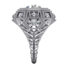 Large White Gold Antique Style Huge Womens Big Natural Diamond Ring
