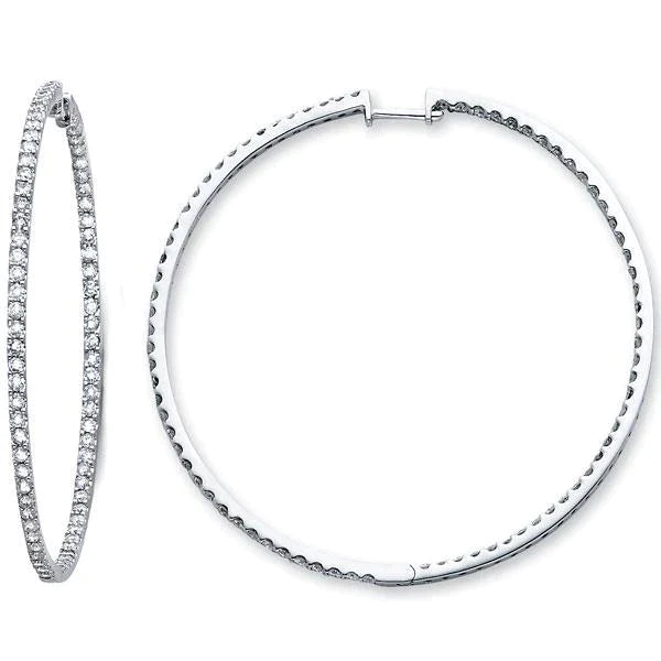 Large Women's Real Diamond Hoop Earrings