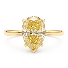 Larimar And Diamond Engagement Ring 2 Carat Natural Pear Fancy Yellow Solitaire 18K Gold