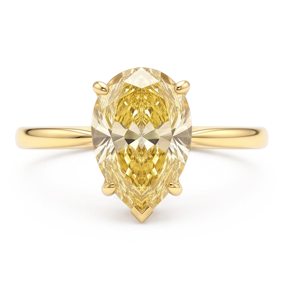 Larimar And Diamond Engagement Ring 2 Carat Natural Pear Fancy Yellow Solitaire 18K Gold