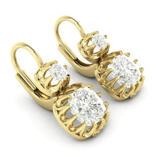 Leverback Drop Earrings Cushion Real Diamonds