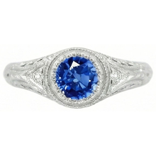 Like Edwardian Jewellery Round Cut Sri Lankan Sapphire Natural Earth Mined Diamond Gold Ring