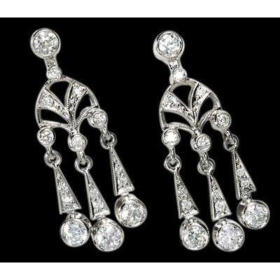 Like Edwardian Jewelry Chandelier Real Diamond Earrings Gold White