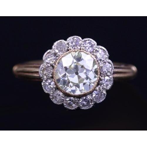 Like Edwardian Jewelry Engagement Ring Old Mine Cut Real Diamond Vintage Style
