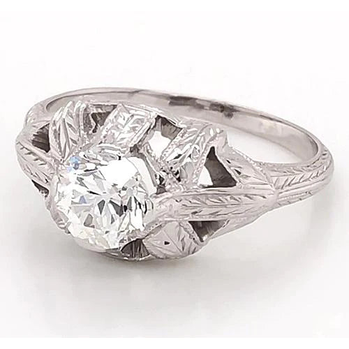 Like Edwardian Jewelry Real Diamond Engagement Ring Milgrain Prong Setting