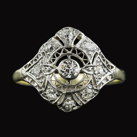 Like Edwardian Jewelry Round Old Mine Cut Natural Diamond Vintage Style Ring