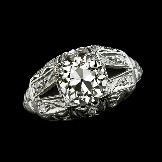 Like Edwardian Jewelry Vintage Style Old Cut Natural Diamond Ring Split Shank