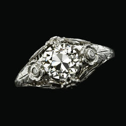 Like Edwardian Jewellery Vintage Style Ring Round Old Miner Natural Earth Mined Diamond