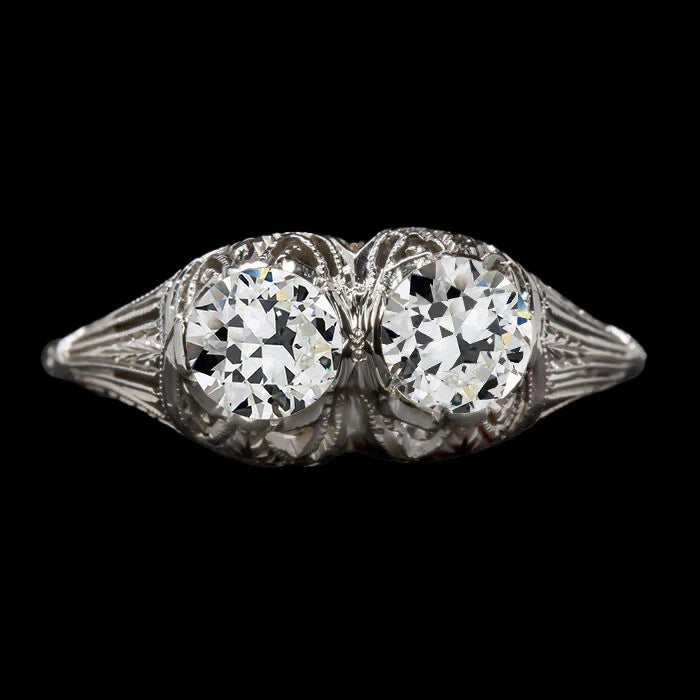 Like Edwardian Jewelry Womens Ring 2 Stone Old Cut Genuine Diamonds