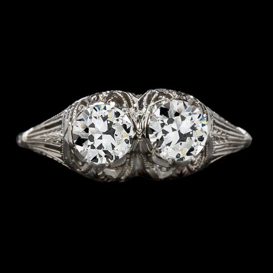 Like Edwardian Jewelry Womens Ring 2 Stone Old Cut Genuine Diamonds