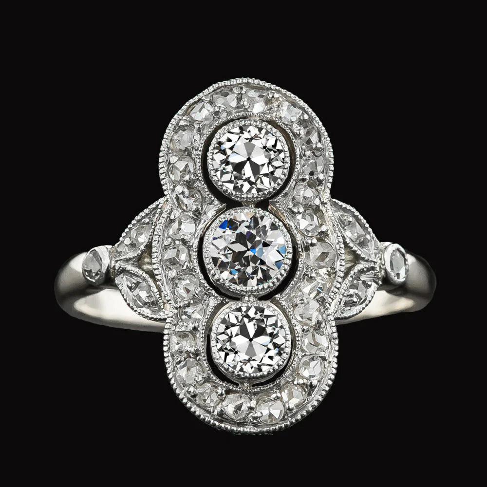 Like La Belle Epoque Jewelry Halo Old Miner Real Diamond Milgrain Ring