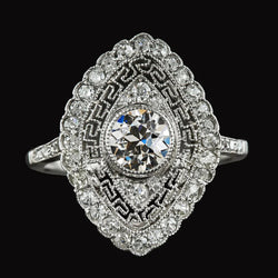 Like La Belle Epoque Jewelry Old Mine Cut Natural Diamond Halo Ring Bezel Set