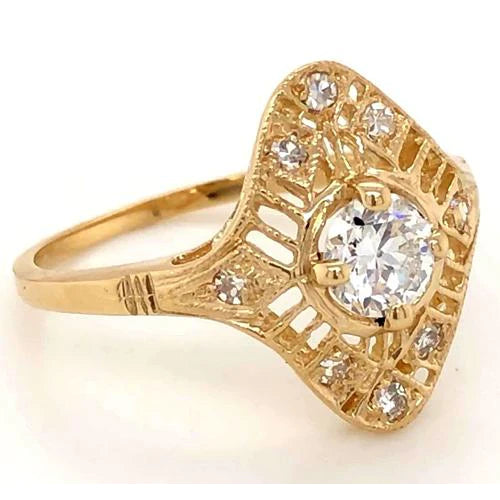 Like La Belle Epoque Jewelry Real Diamond Antique Style Ring Yellow Gold3