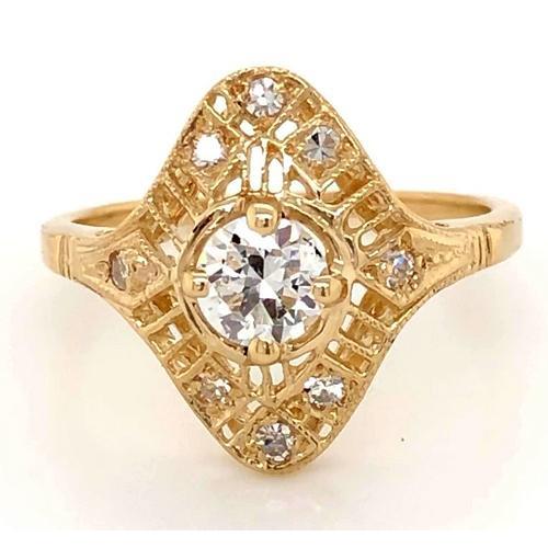 Like La Belle Epoque Jewelry Real Diamond Antique Style Ring Yellow Gold
