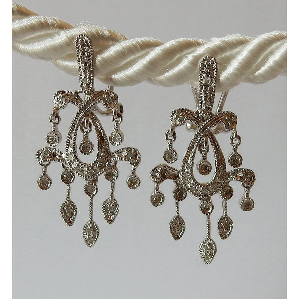 Like La Belle Epoque Jewelry Real Diamond Chandelier Earrings White Gold