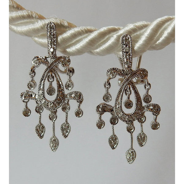 Like La Belle Epoque Jewelry Real Diamond Chandelier Earrings White Gold