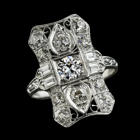 Like La Belle Epoque Jewelry Round Old Mine Cut Real Diamond Baguette Ring